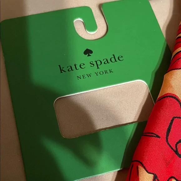 NWT Kate Spade Vibrant Red and Black Floral Scarf 28”+28” aprox - Picture 3 of 8